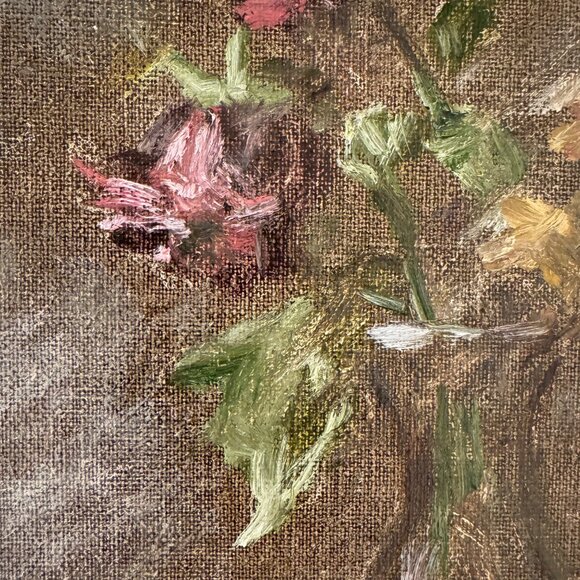 Still Life Oil Painting, Impressionist Floral in Wood Frame - Picture 3 of 3